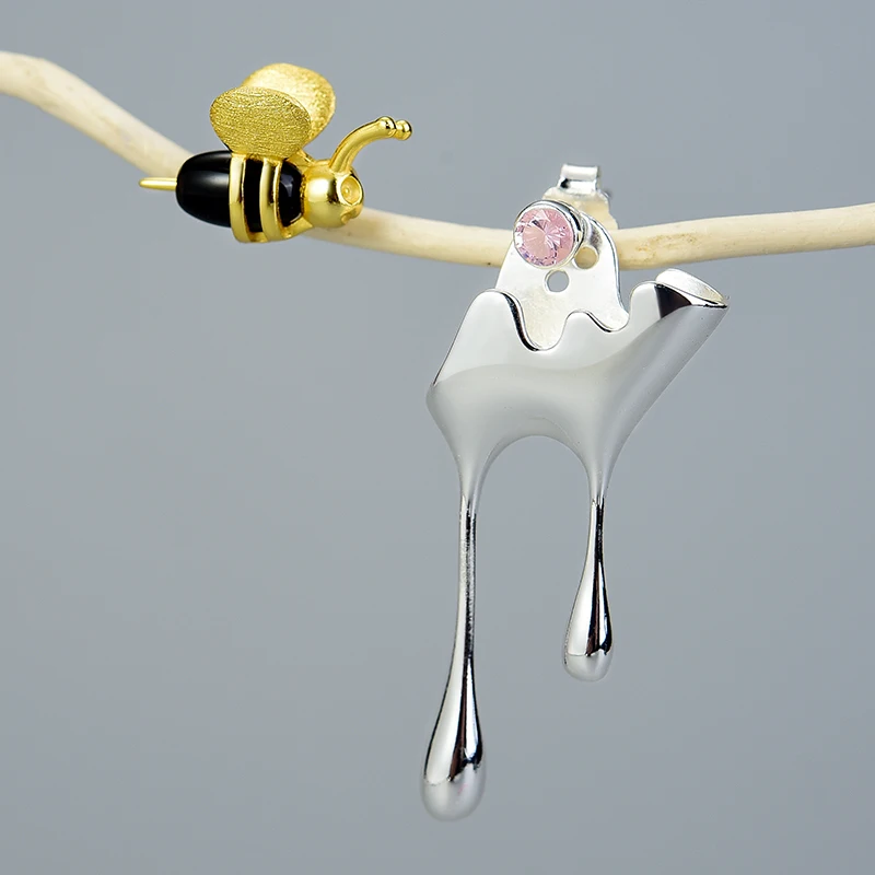 Golden Honey Asymmetry Stud Earrings