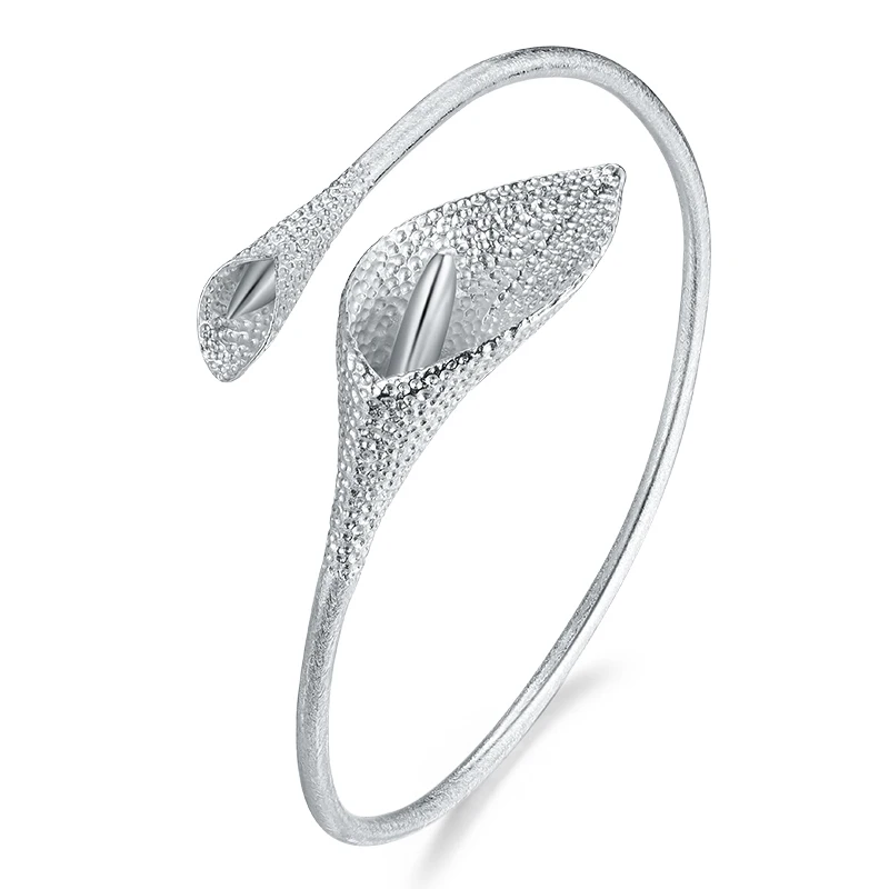 Elegant Calla Lily Bangle - 925 Sterling Silver