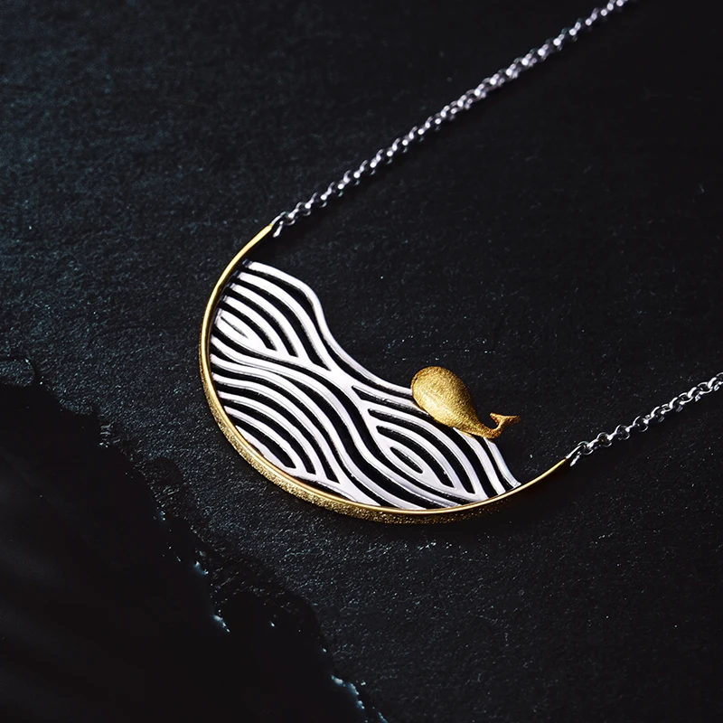 Silver Fish Pendant Necklace - 925 Sterling Silver